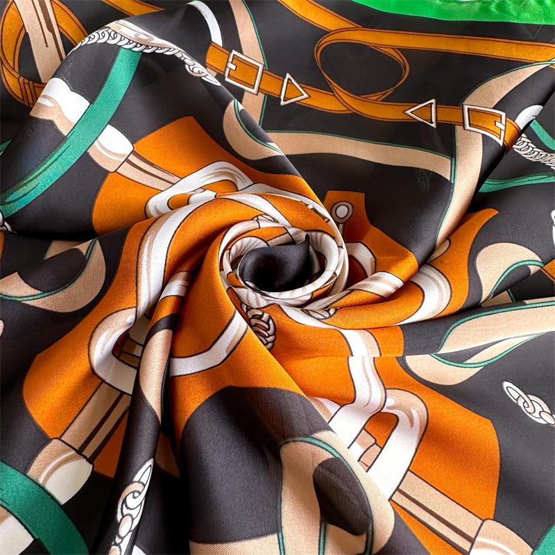 Simulation silk 71x71cm headscarf symmetrical circle silk scarf square scarf women's shawl travel scarf fashion light luxury scarf