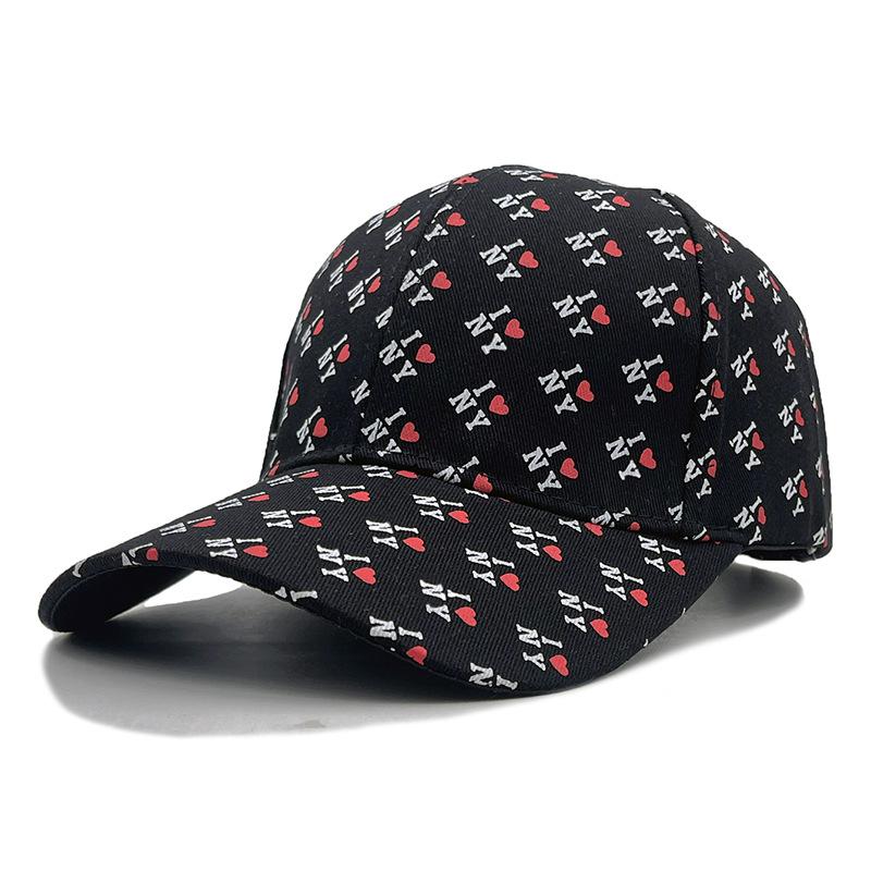Spring And Summer Peaked Cap Sun Hat Street Personality Red Heart Ny Printed Baseball Cap Men'S Hat