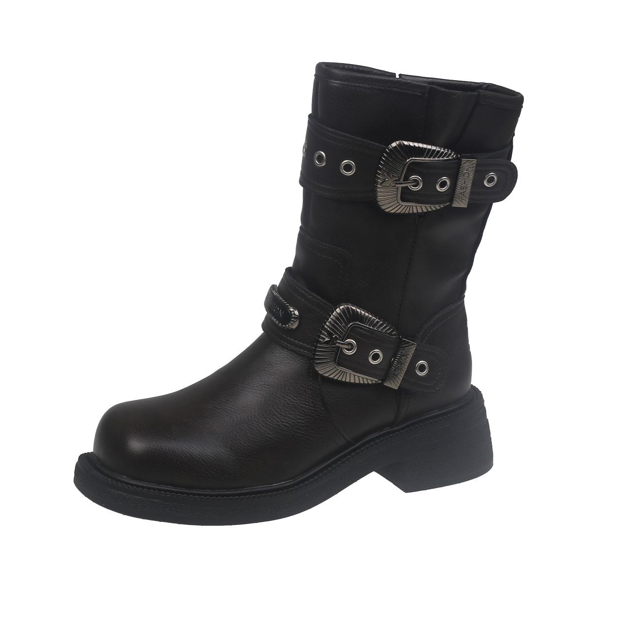 

Ботинки Майяра Новые ботинки в стиле вестерн с пряжкой на поясе Средние рыцарские сапоги Женские короткие сапоги Высокие сапоги Ботинки Мартин 35