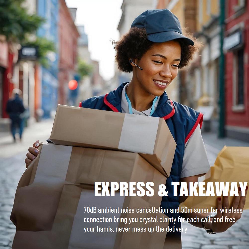 DBS Smart Noise-Canceling Single Ear-Hook Headphones for Truck Drivers: AI-Enhanced Calls, HD Audio, Long Standby.