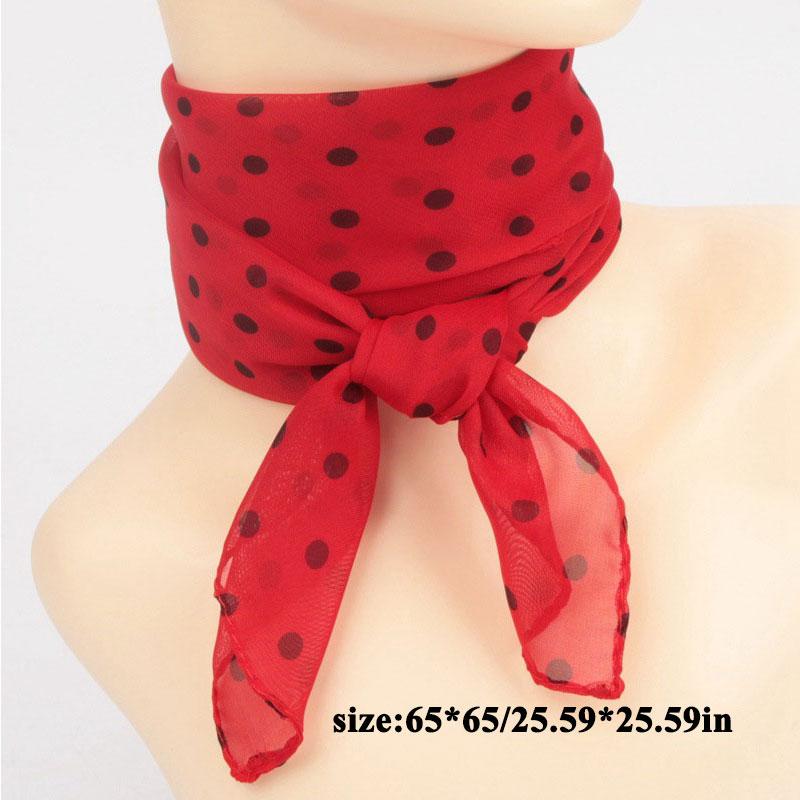 40-65cm Summer Fashion Chiffon polka Dot Scarf Ladies Head Neck square Scarf Shawls Female HAir Ties Bands Neckerchief Shawls