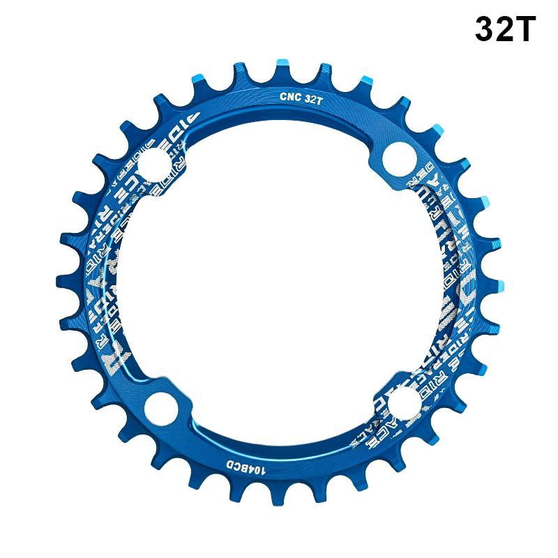 RIDERACE Bicycle Crank Chainring 104BCD Round Shape Narrow Wide 32T/34T/36T/38T Mountain Bike Crankset Chainwheel Single Plate
