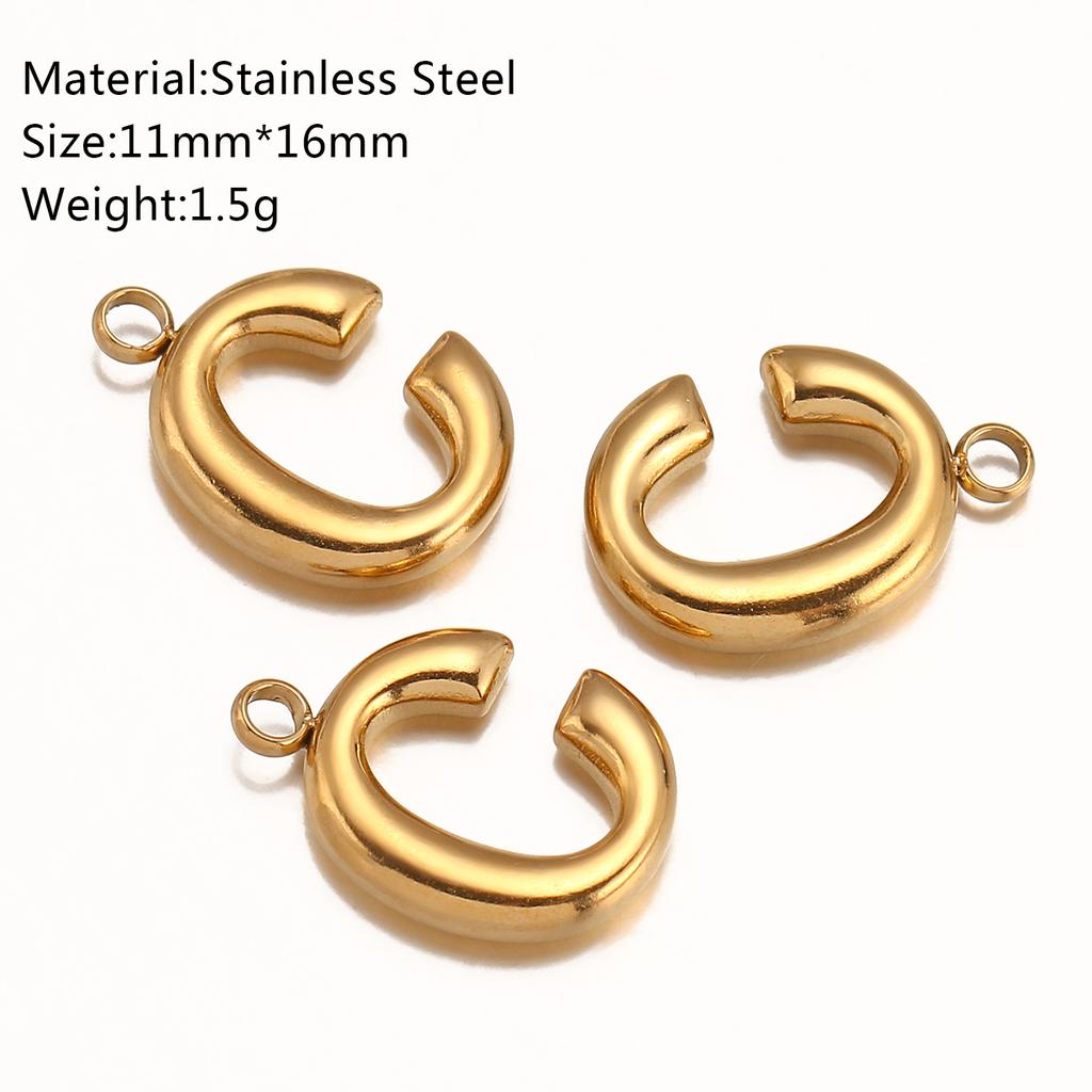 3Pcs Initial Charms 3D Stainless Steel English Letter Pendant 18K Gold Color PVD Plated Bubble Alphabet Charm DIY Jewelry Making