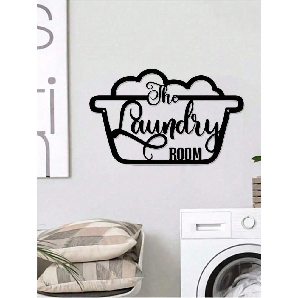 Vintage Metal Laundry Room Wall Decor, Cute Housewarming Gift Idea for Farmhouse Modern Home Aesthetic Art for Women