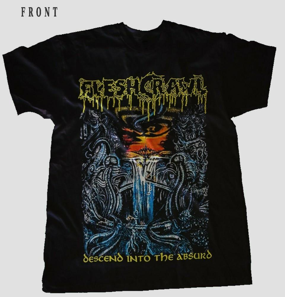 FLESHCRAWL - Descend Into The Absurd  Short Sleeve Black All Size Shirt Unisex T-Shirt XL