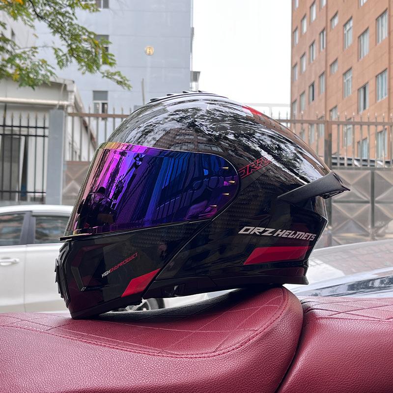Electric vehicle helmet men's and women's face-opening helmet summer double mirror tail semi-full cover type personalized four-season Bluetooth couple