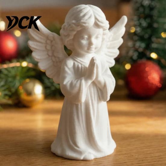 3D Printed PLA Art Praying Angel Figurine, White Statue, DIY Paintable Holy Figurine Cherub Sculpture, Christmas Tabletop Home Office Decor, Religious