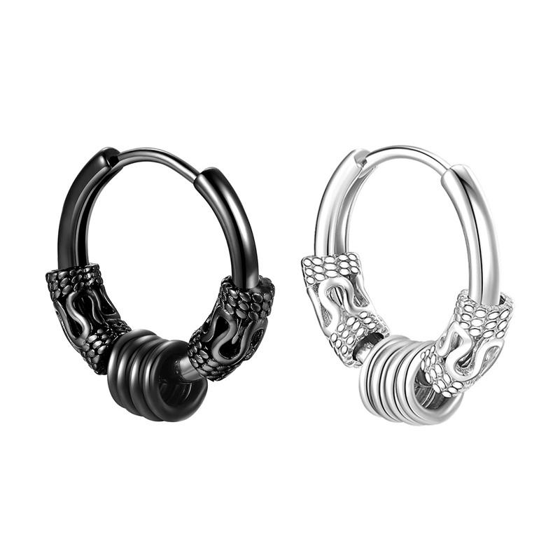 Stainless Steel Huggie Hoop Dangle Earrings Punk Hip Hop Vintage Feather Cross Spike Sword Triangle Drop Earrings for Men Wome