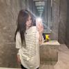 American English printed short-sleeved t-shirt women's summer hiphop trendy high street loose couple half-sleeved top
