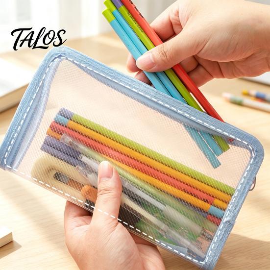 Waterproof Document Organizer A6 Bag, Smooth Zipper Durable Pencil Case, Reinforced Edge Filing Envelope Transparent PP for Stationery Receipts