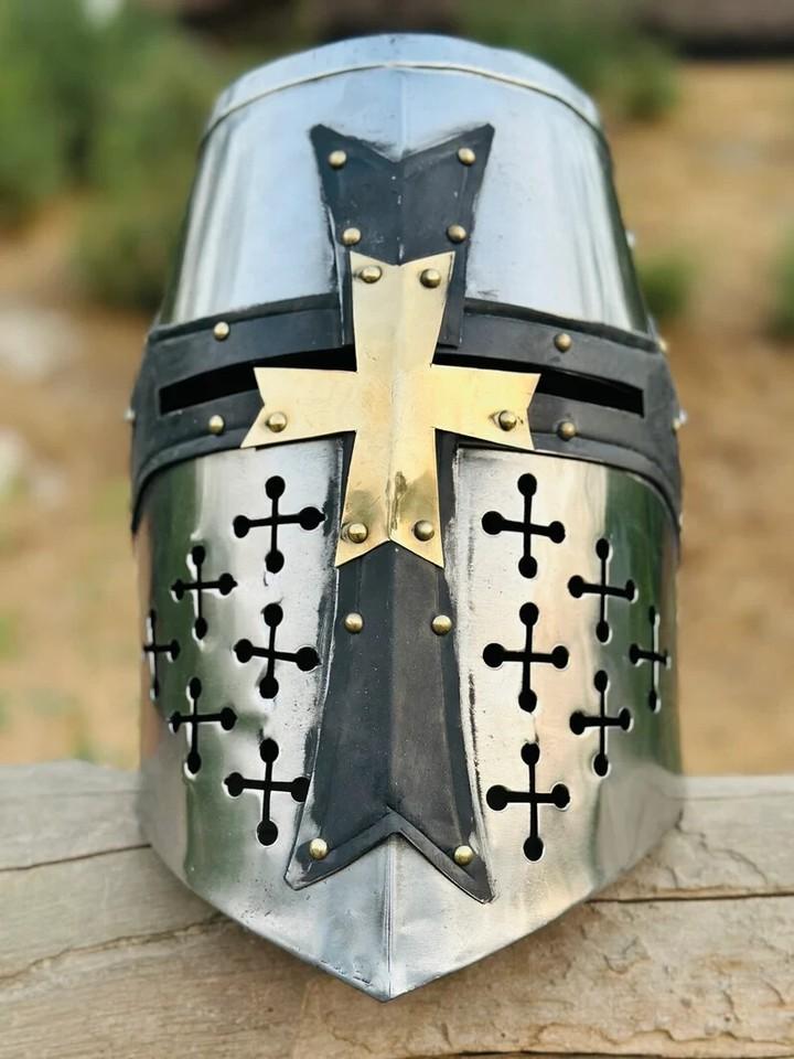 

Handmade Helmet | Medieval Crusader Helmet | Best gift for Halloween срібний