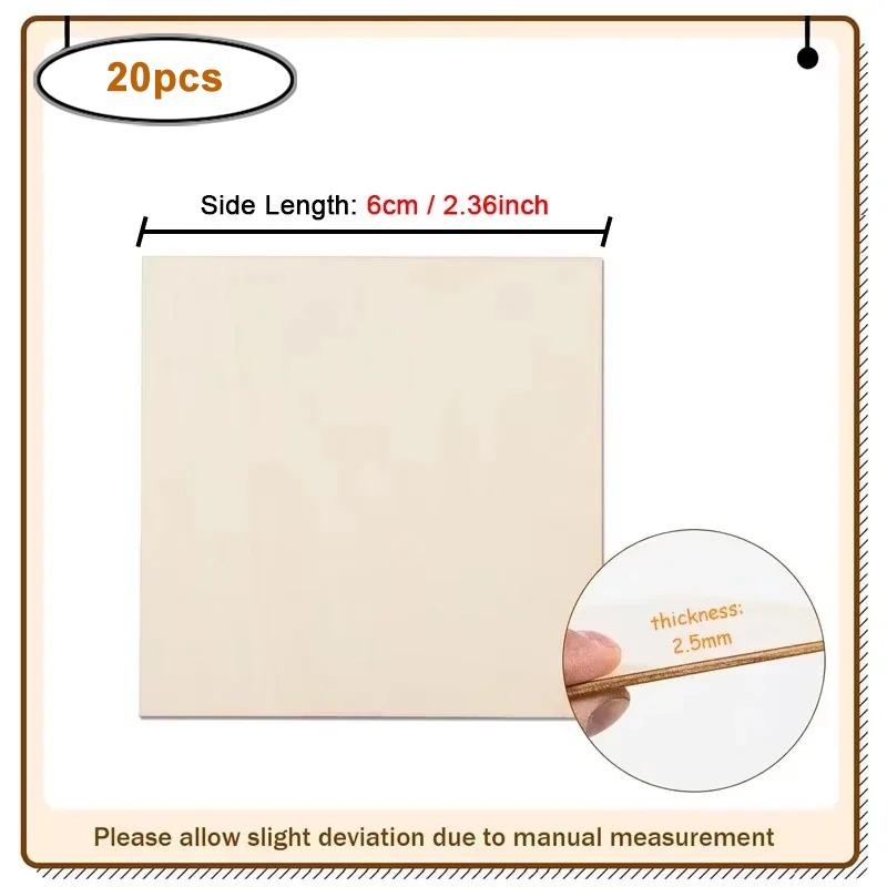 1-10cm Unfinished Wood Square Pieces, Blank Wood Squares Slices Cutouts for DIY Crafts Painting Staining Wood Sign , Home Decor