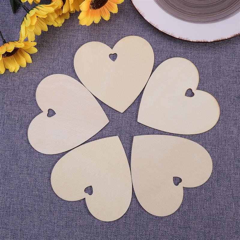 50/100pcs 100mm Wooden Love Heart Christmas Ornaments Blank Slice for DIY Craft Making, Painting, Christmas Decorations