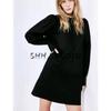 Spring New Women's Clothing French Style Stringy Selvedge round Neck Lantern Sleeve Short a Words Mini Dress 1264747