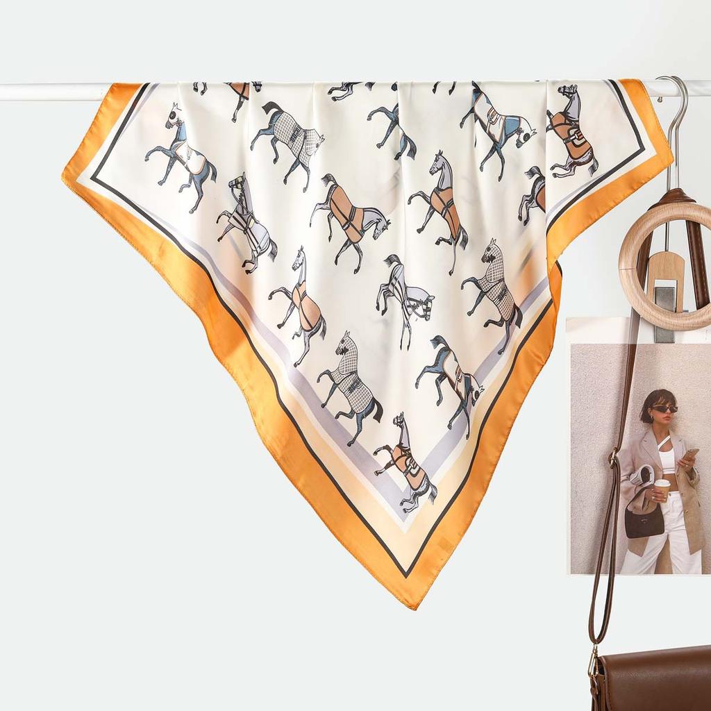 70CM Silk Scarf Wholesale French Versatile Women's Imitation Decorative Small Spring Summer Fashion Simple Shawl