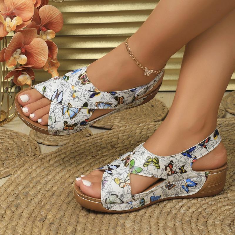 Klettverschluss-Schuhe Sandalen mit dicker Sohle Damen Fahrradnaht Leichtgewichtige Strand-Zehensandalen