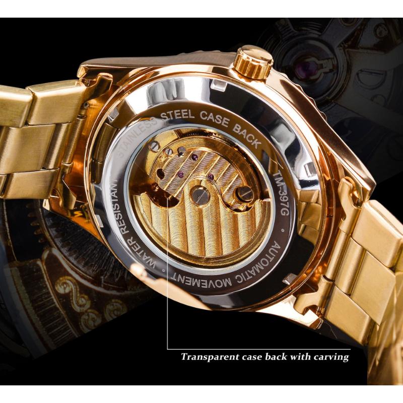 WINNER Men's Fashion Hollow Out Vintage Rhinestone Watch Automatic Mechanical Watch