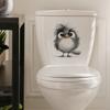Goofy Cartoon Owl Toilet Seat Sticker Bathroom Decor Cute Removable Waterproof Decal
