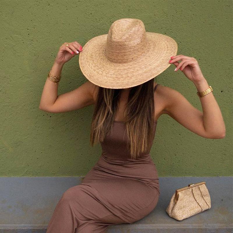 French Sunflower Leaf Bohemian Western Cowboy Straw Hats for Women Vacation Beach Summer Vacation Jazz Panama Sun Caps