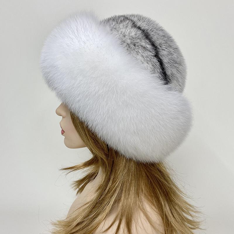 Real Fur Dome Hats for Women Natural Fox Mink Fur Cap Winter Luxury Warm Fashion Snow Hats