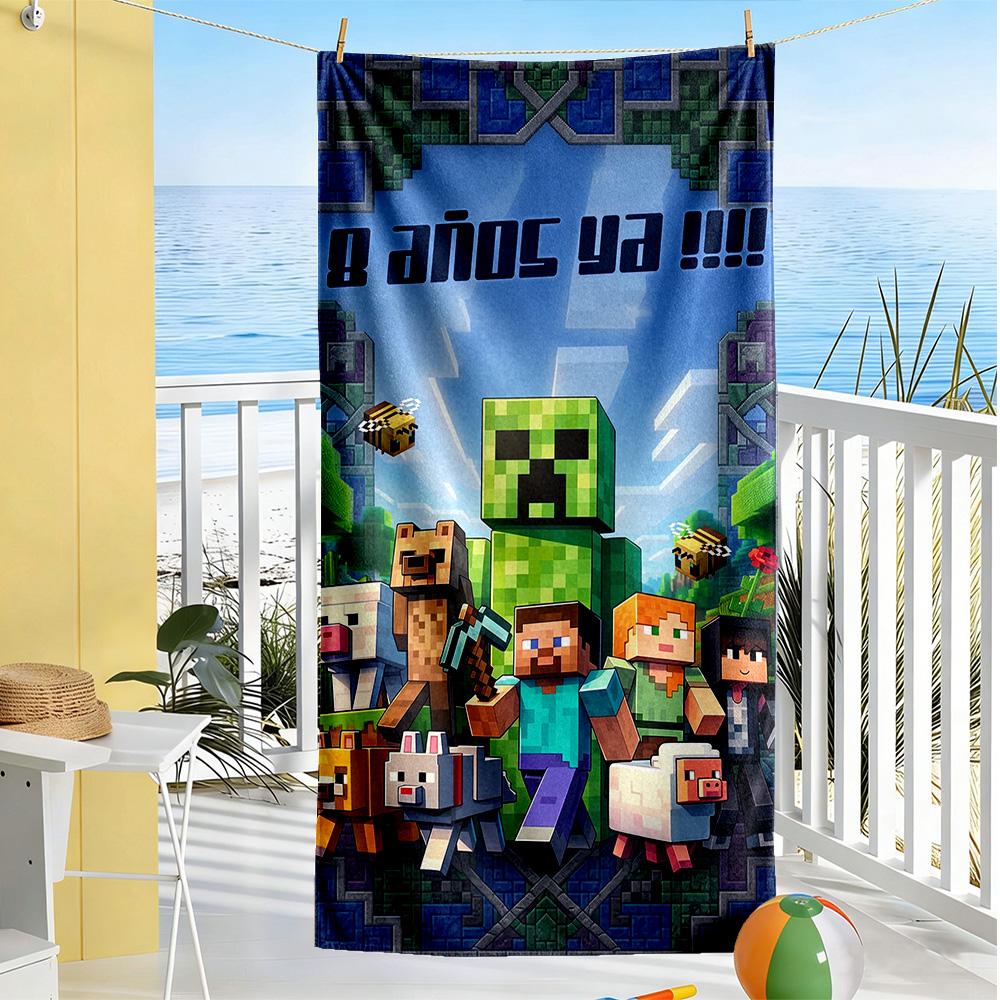 Minecraft Beach Towel Super Soft Microfiber Quickdry Fabric Comfortable Lightweight