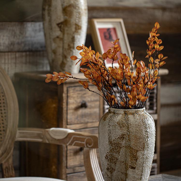 Wabi-Sabi Style Large Ceramic Vase: Rustic Mottled Pottery Jar for Floral Arrangements