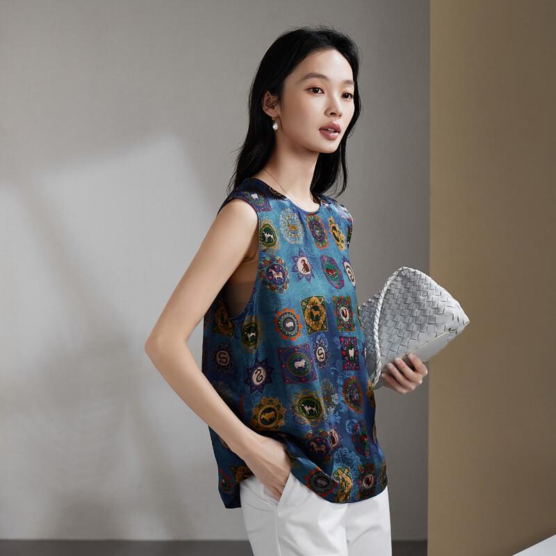 SOFSIL 2026 Summer Silk-Blend Sleeveless Blouse M