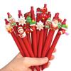 10Pcs Christmas Snowman Patch-Themed Retractable Ballpoint Pens - Red Soft Grip Pens with Random Christmas Designs, Fine Point, Ideal for Students and