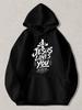 Black Pullover Hoodie Loves You Cross Graphic And 1 John 4:19 Bible Verse Unisex Christian Faith Sweatshirt for Casual Daily Wear