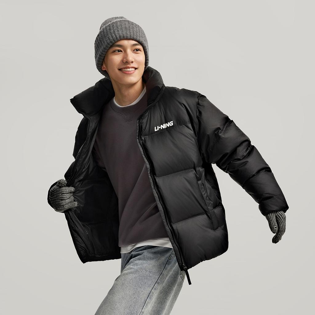 Li-Ning Sports Lifestyle Series Zipper Versatile Stand Collar Letter Casual Sports Down Jacket Unisex Jacket AYMV427-2