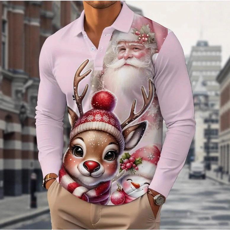 Viking Tribal Print Half-Zip Long Sleeve Polo, Fashion Casual Top