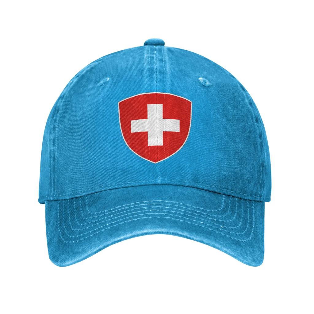 Wappen der Schweiz Flagge Denim Kappe Lässige Baseballkappen Verstellbarer Hut Sommer Unisex Baseballkappen