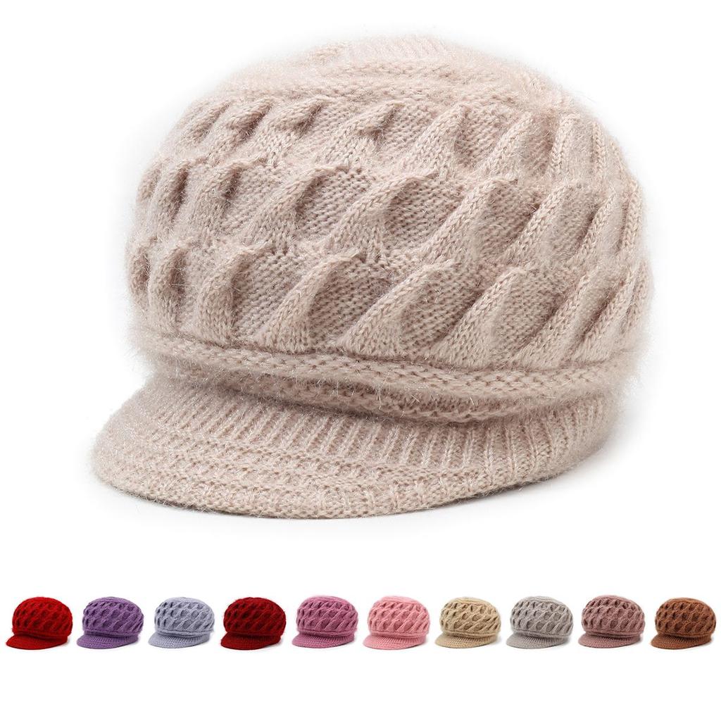 Middle-aged and Elderly Women's Winter Hats Thickened Winter Ear Protectors Fleece Fashion Warm Wool Hats Knitted