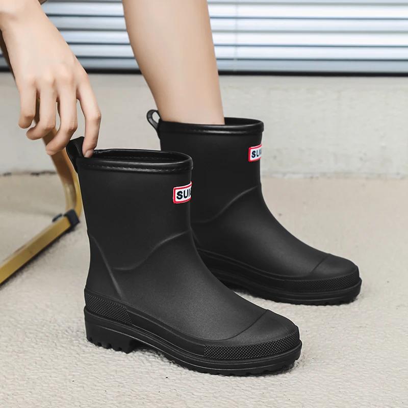 

Medium-Cylinder Water Shoes Lightweight And Waterproof Rain Boots With Edge Binding Kitchen Water Boots Women S Rubber Shoes 41