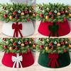 Christmas Tree Skirt Soft Faux Suede Bow Design Foldable Reusable Base Cover Festive Christmas Decoration