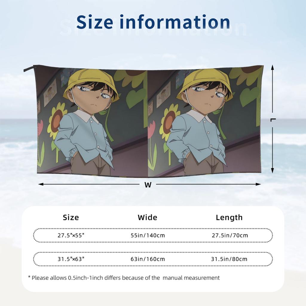 Shinichi Kudo Detective Conan Anime Beach Towel Soft Microfiber Quick Dry Absorbent Quick Towels For Bath