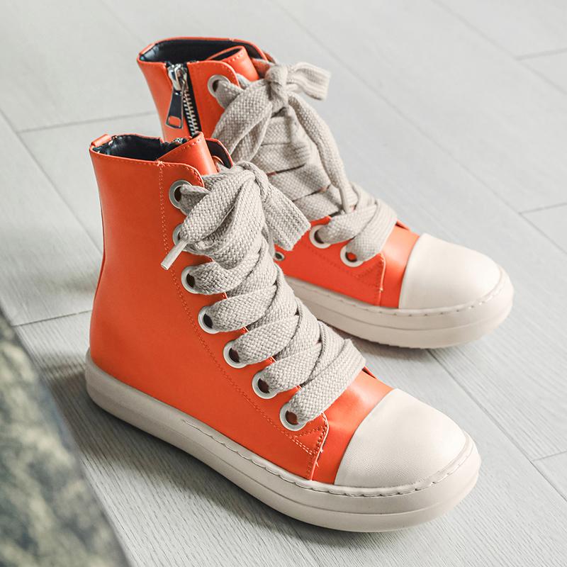 

TUINANLE Leather Men s Canvas Shoes Autumn High-Top Casual Shoes for Men Non-Slip Women Sneakers Walikng Driving 38 оранжевый