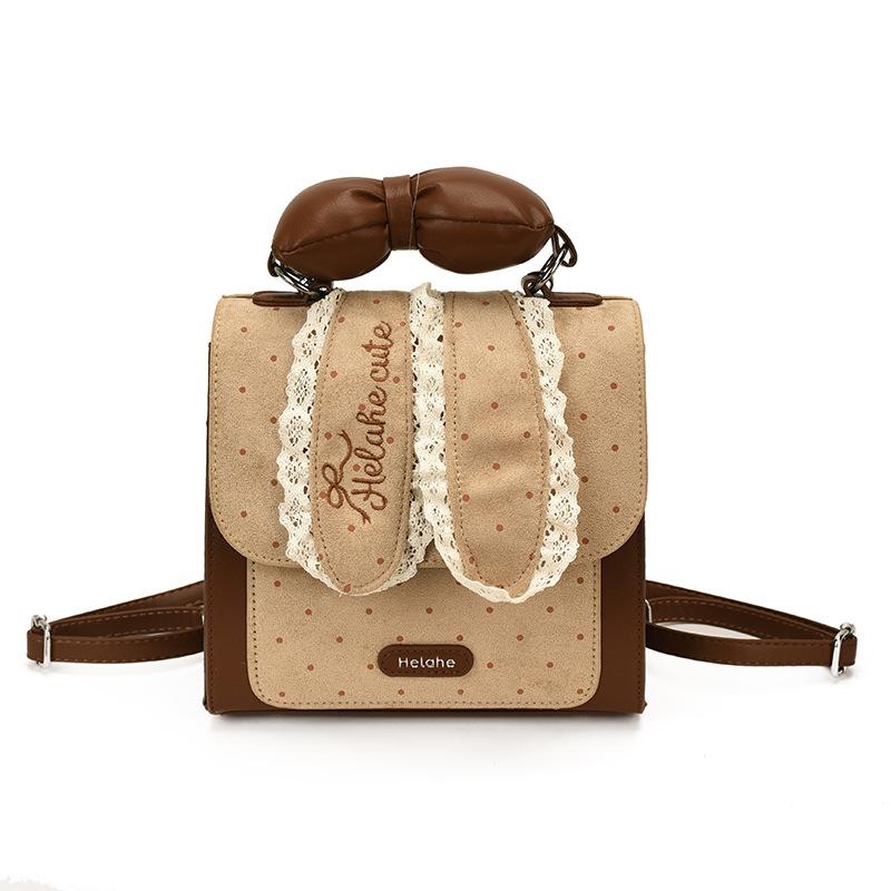 Children's Double-shoulder Bag, Girls' Bow-shaped Handbag for Carrying or Slinging, Two-in-one Lolita Small Schoolbag