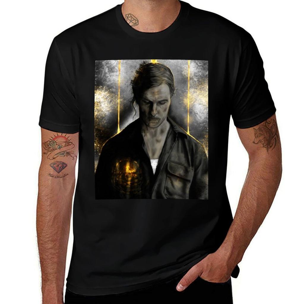 True Detective Rust Cohle Old Tshirt Plus Size Workout Short Sleeve Top