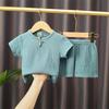 Children's Summer Cotton-Linen Shorts & Top Set - Baby Double-Layer Gauze, Loose Two-Piece Chinese Style