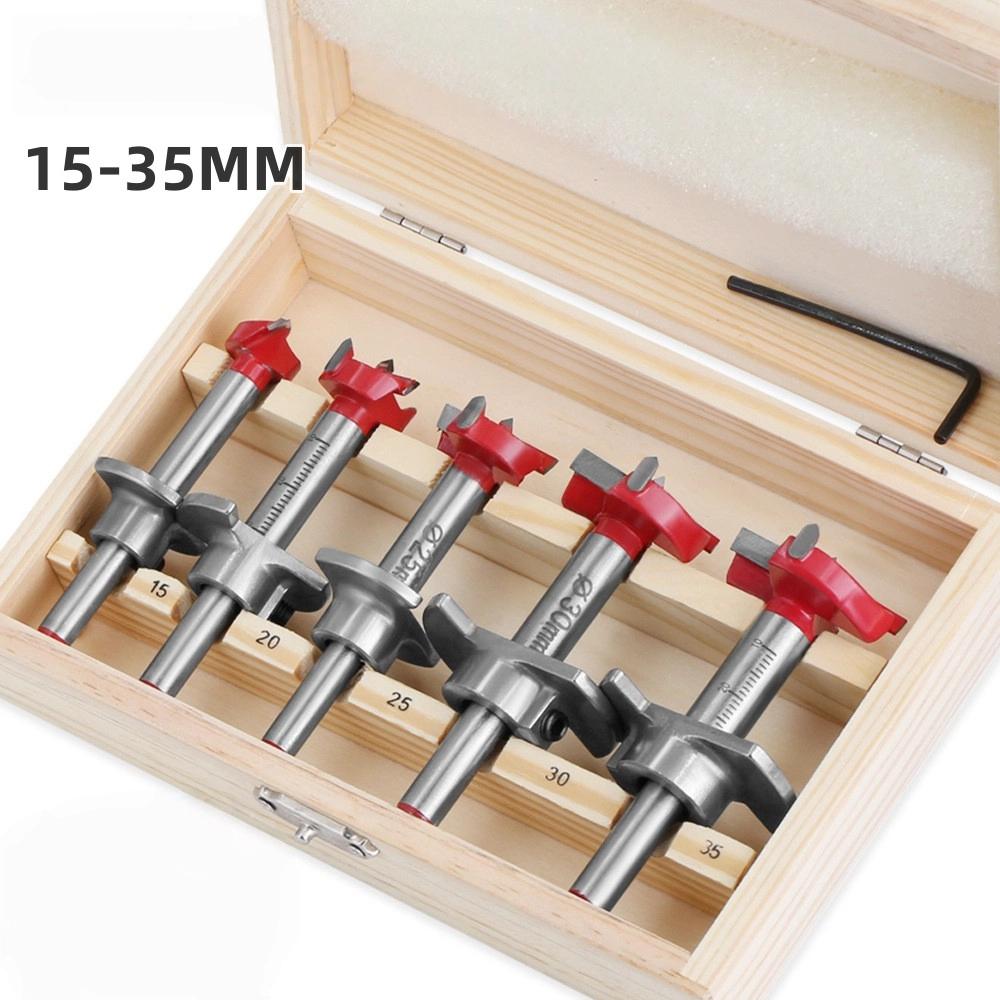 5pcs Set Adjustable Size Punching Hole Opener 15-35mm Carbide Drill Bits Set  Carpentry Work