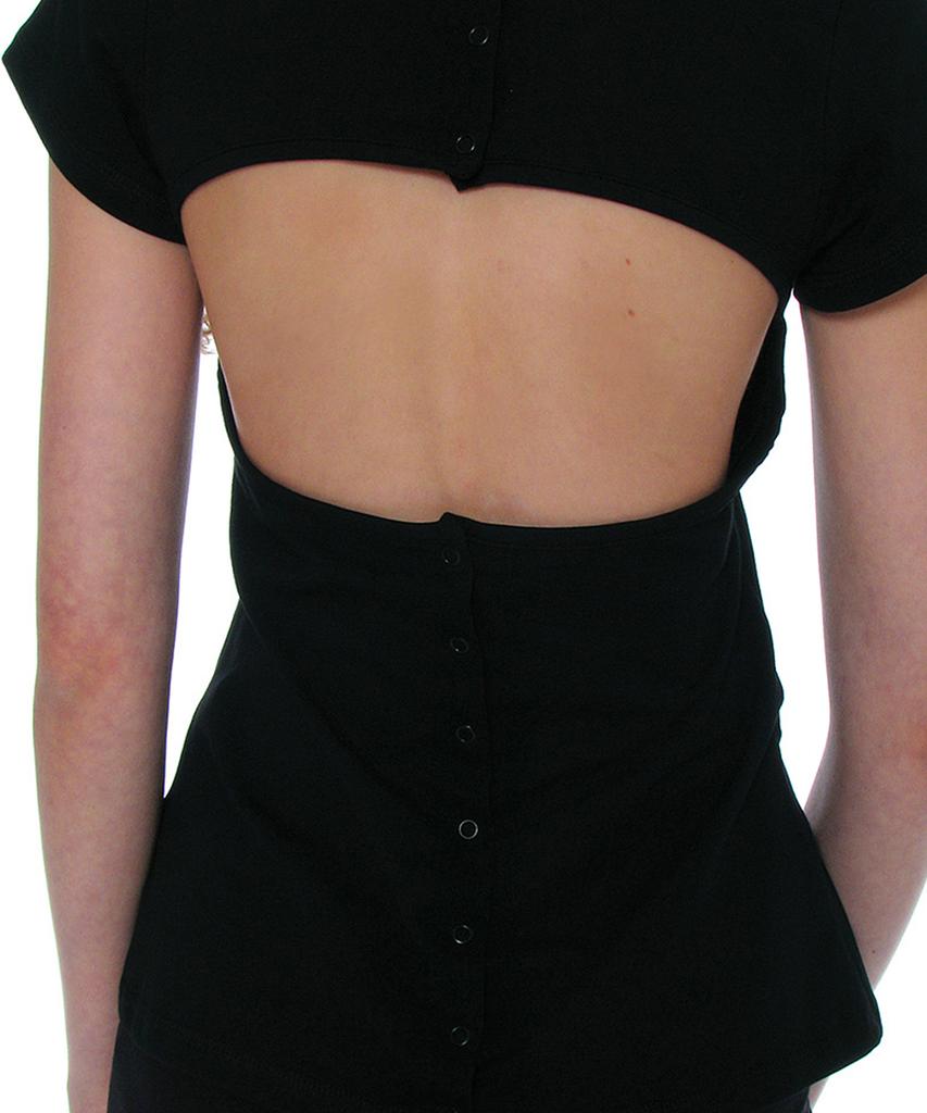 PARTIMENTO WOMEN Minimal Button-Up Medium Length Top_Black