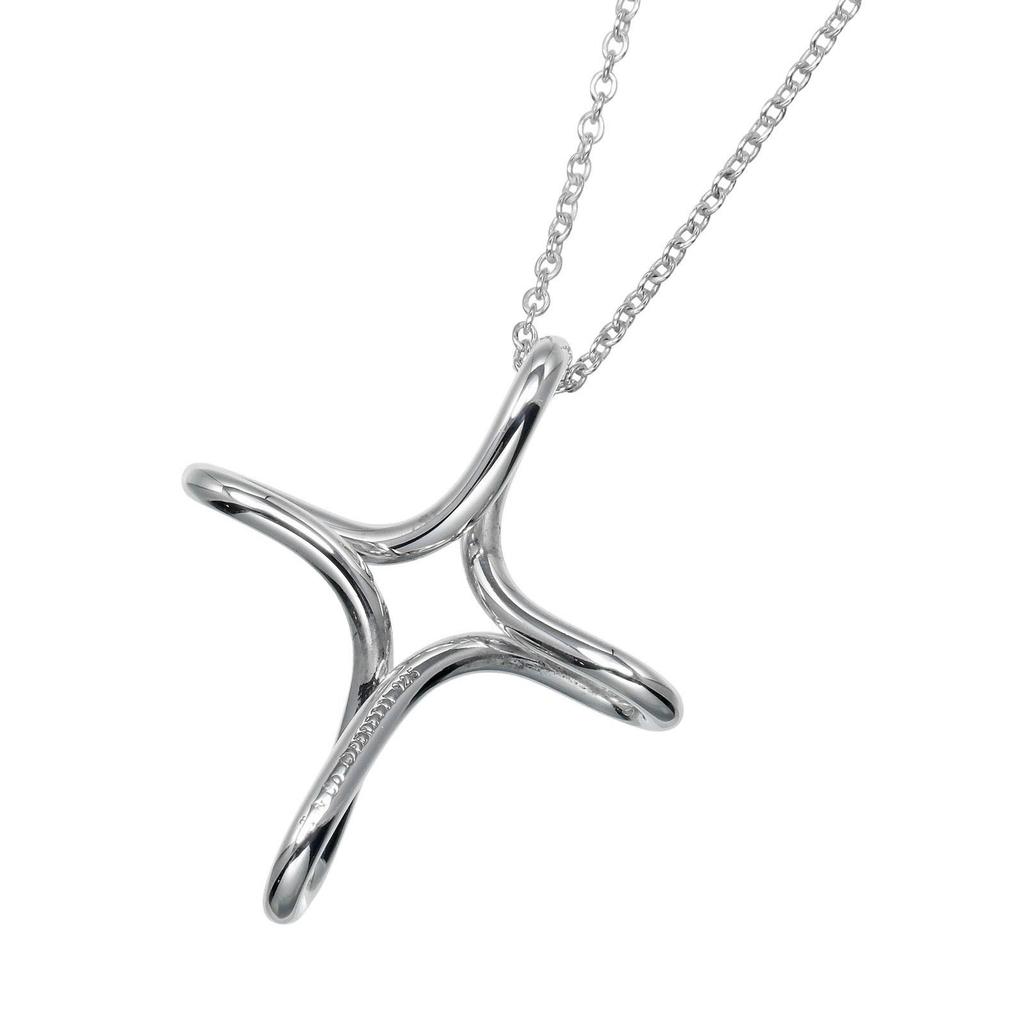 TIFFANY&Co. Open Cross Necklace Silver925 3.28g Women Used