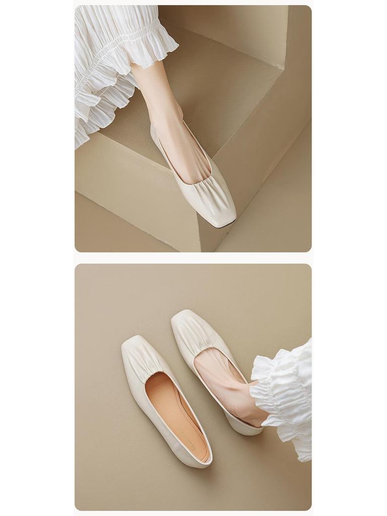 Weiwei Girl 888-1 Square Toe Women's Flat Loafers - Soft Sole Slip-On Mary Janes