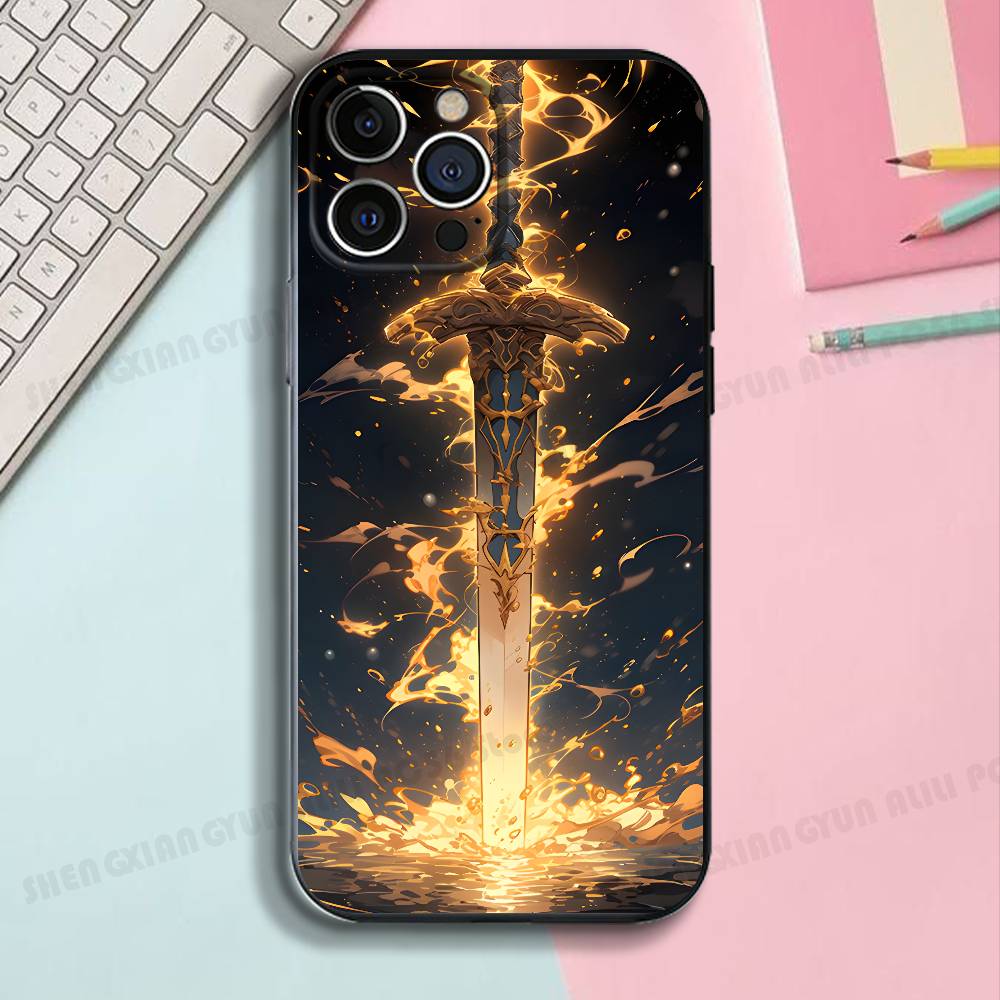 

Domineer Beauty Sword Silicone Phone Case For IPhone 17 16 15 14 13 12 11 X XS Plus Pro Max Shockproof Soft Cover iPhone17pro