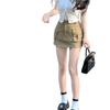 Pure Desire Khaki A-line Cargo Denim Skirt: Women's Summer Hip-hugging Style with Pockets