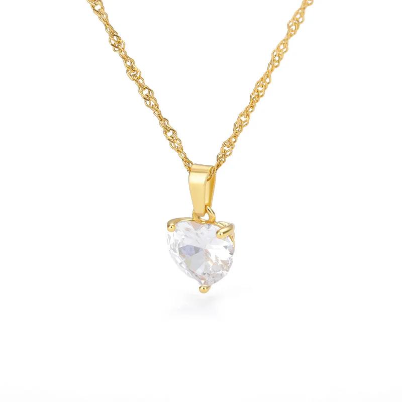 Stainless Steel Love Heart Pendant Necklace For Women Fashion Gold Color Flower Necklace Couple Aesthetic Jewelry Accessories