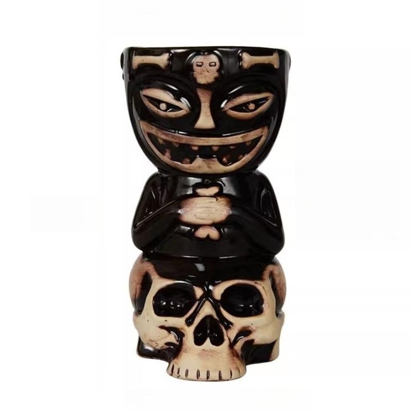 Kubki Tiki w stylu hawajskim Kreatywny kubek do koktajli Ceramiczne kubki Tiki Naczynia barowe Kieliszek do wina Kubki Tiki z Wyspy Wielkanocnej Prezent na Halloween