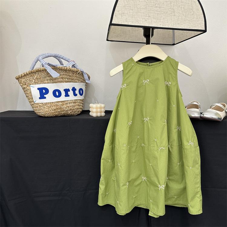 

Платье принцессы без рукавов в корейском стиле с бантом для девочки - Летнее однотонное 170 cm