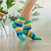 Women's Five-finger Socks, Cotton Thread Striped Long Socks, Mid-calf, All-season High-waisted Women's Socks, Women Look Slimmer